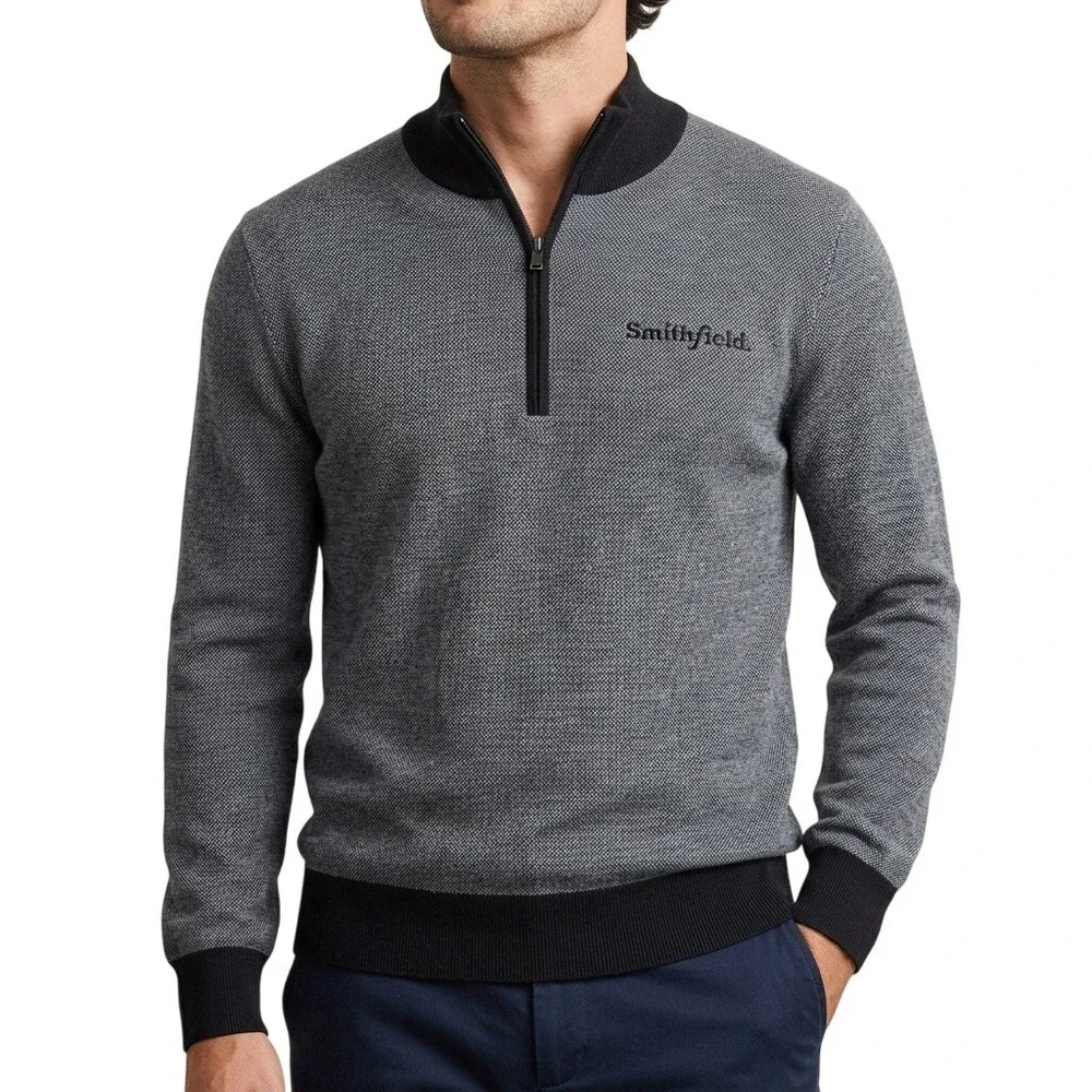 Brooks Brothers Men's Size XL Quarter Zip Grey Merino Wool Smithfield Sweater